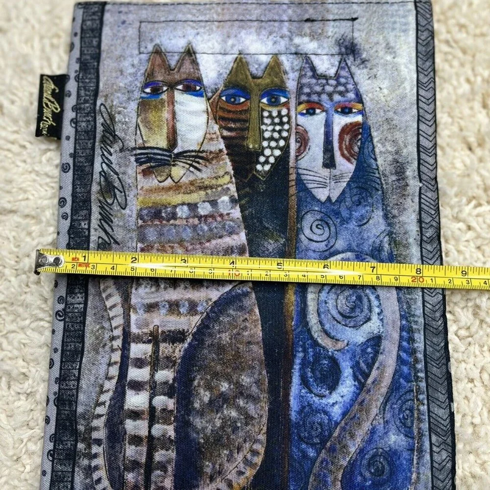Laurel Burch iPad Kindle Pouch Tall Whiskered Cat Face Padded Case Canvas Cover